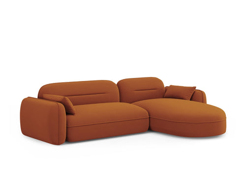 Cosmopolitan Design Modulaire hoekbank rechts Sydney 4-zits, flueel, terracotta - 165x275x70cm