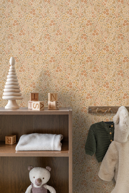 ESTAhome behang bloemetjes okergeel - 50 x 900 cm - 131459 - vtwonen shop