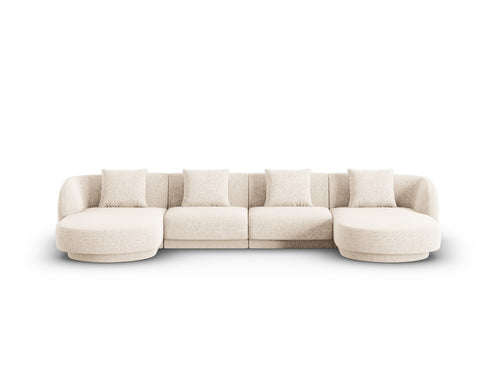 Cosmopolitan Design Panoramische bank Tulum 5-zits, chenille, lichtbeige - 156x330x70cm