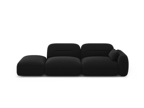 Cosmopolitan Design linker modulaire bank Sydney 3-zits, flueel, zwart - 90x295x70cm