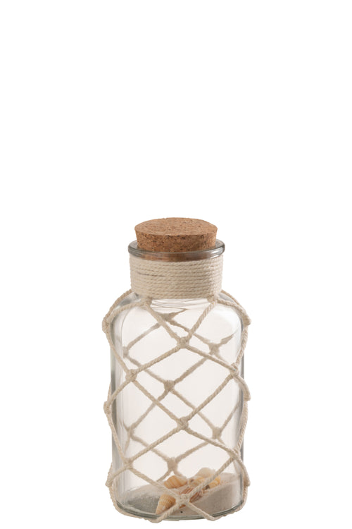J-Line decoratie Vaas Sand Schelpen - glas - transparent - medium - 2 st.