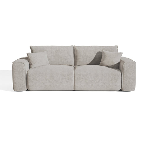 Premium Interiors - Snel uitklapbare slaapbank COMO - bouclé-stof lichtgrijs 236cm