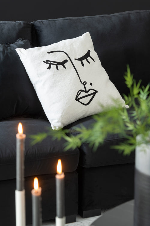 J-Line kussen Melissa - katoen - zwart/wit