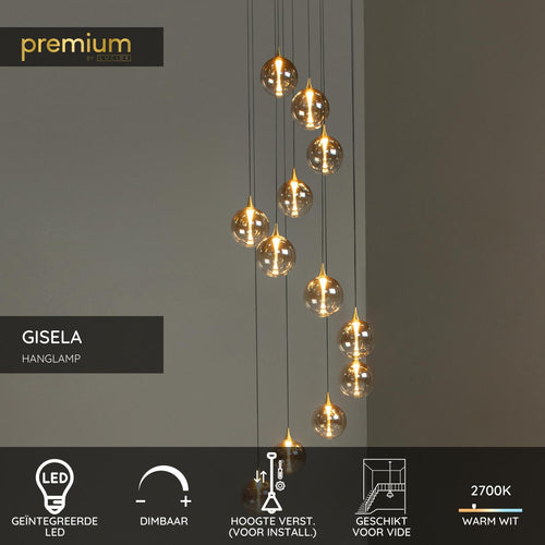 Lucide hanglamp GISELA - Geïntegreerde LED - Amber