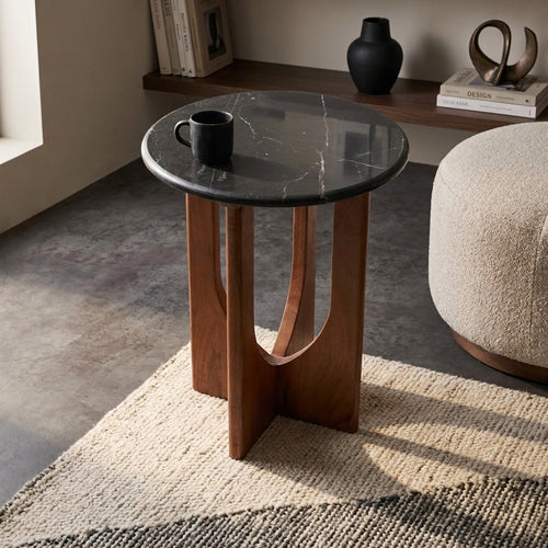 Raw Materials Brunei marmeren bijzettafel - zwart