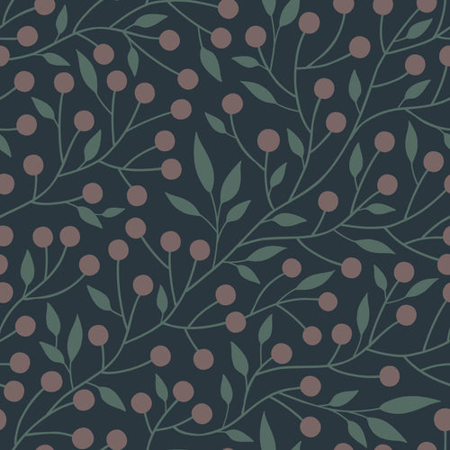 ESTAhome behang bloemmotief donkerblauw en roze - 50 x 900 cm - 139594