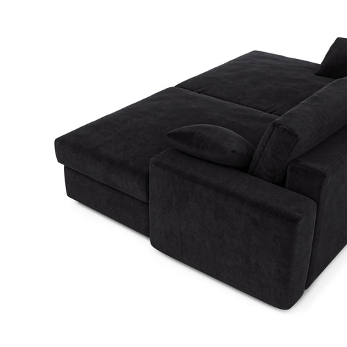 Premium Interiors - Sofa PLUM - fluweel zwart 260cm