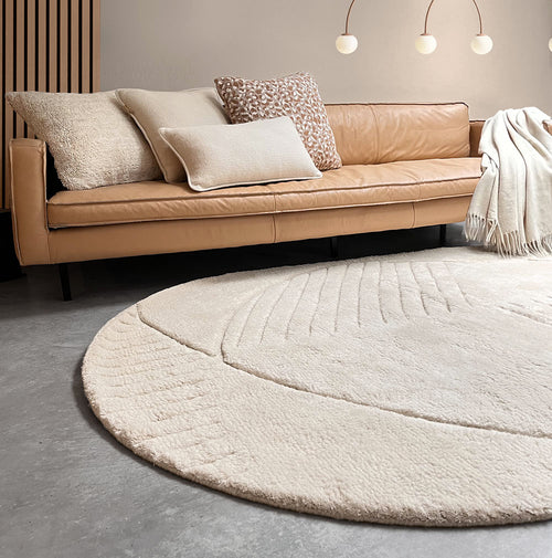 Malagoon vloerkleed Oval funky - creme wit - 157x238cm 100% wol