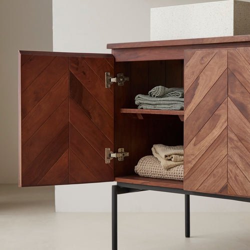 Tikamoon Massief palissander badkamermeubel 80 cm - Donkerbruin - vtwonen shop