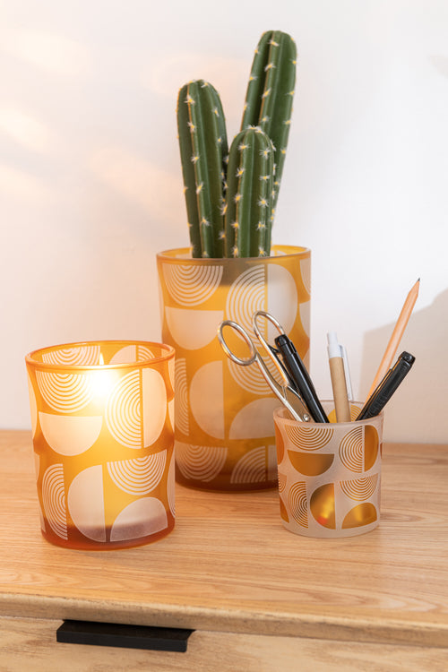 J-Line windlicht Halve Ronden - glas - oranje - large - 2 stuks - vtwonen shop