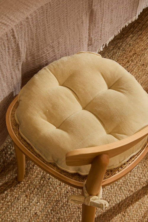 Calma House Stoelkussen Velour - Ecru - Diam. 40x4