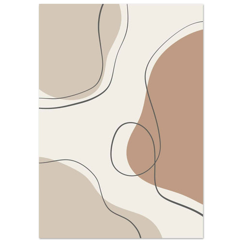 Artfulprints Poster met Lijst Boho – Earth lines   - 70x100 cm - Grijs