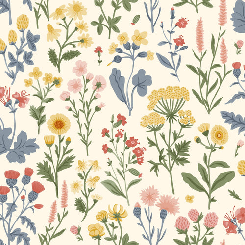 Sanders & Sanders behang veldbloemen gebroken wit en meerkleurig - 50 x 900 cm - 935409
