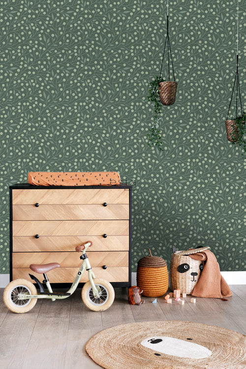 ESTAhome behang bloemmotief donkergroen - 50 x 900 cm - 139593 - vtwonen shop