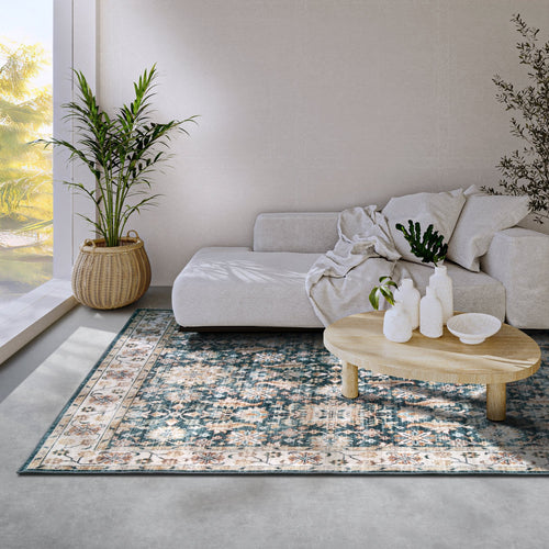 ELLE Decoration Imagination Shortpile Rug Saveh Blue Cream 200x290 cm - vtwonen shop