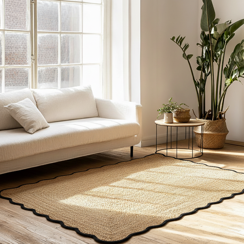 Mrcarpet Jute vloerkleed scallop wafelstructuur naturel/antraciet 160x230cm - vtwonen shop