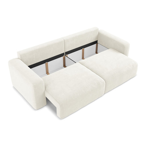 LaMiaSofa 3-zits slaapbank Ostia - chenille stof - wit - 244x102x79