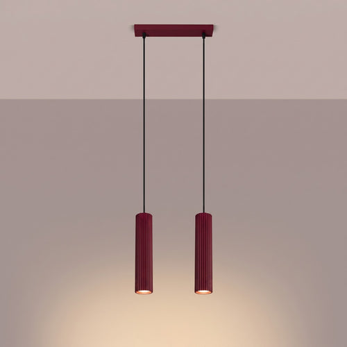 Sollux Lighting Hanglamp KARBON 2 bordeaux - 30x6,5x90cm