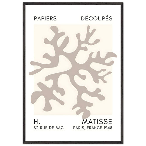 Artfulprints Poster met Lijst Matisse – Dreamy coral flower grey   - 70x100 cm - Grijs