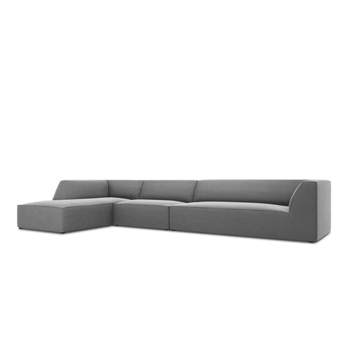 Cosmopolitan Design - Modulaire hoekbank links Siena 5-zits, flueel grijs - 180x366x69cm