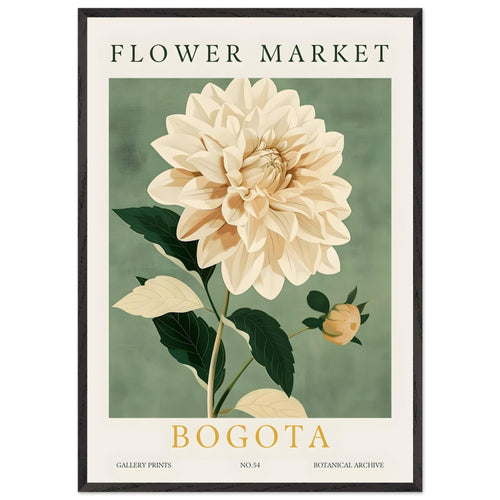 Artfulprints Poster met Lijst Flower market - Bogota   - 70x100 cm - Groen