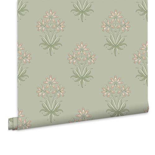 William Morris at Home Vliesbehang - Hyacinth Flower Peony & Sage