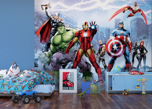 Sanders & Sanders fotobehang The Avengers blauw, groen en rood - 375 x 270 cm - 601032