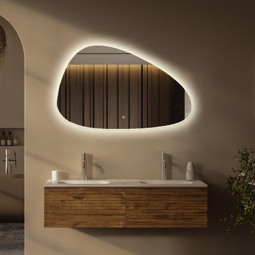 LOMAZOO badkamerspiegel Sevilla - met LED verlichting & spiegelverwarming - asymmetrisch - 120 x 75 cm