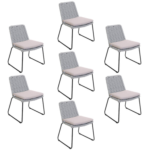 HOME DELUXE Tuinstoel van gevlochten touw BALERO Lichtgrijs - Set van 7