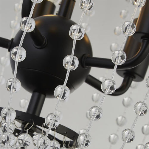 Searchlight Shower Hanglamp met 5 lampen, zwarte afwerking, metaal, helder kristal