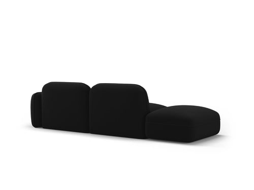 Cosmopolitan Design linker modulaire bank Sydney 3-zits, flueel, zwart - 90x295x70cm