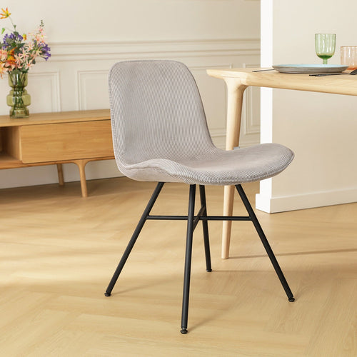 Nolon Noa-Fé Eetkamerstoelen Set van 2 - Rib Warm Grijs - Zwarte Poten