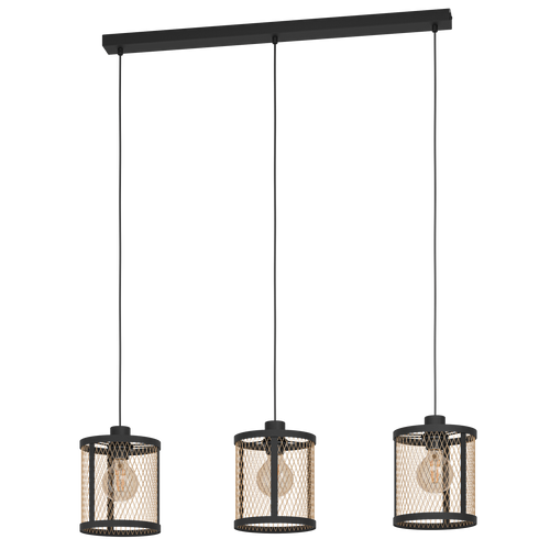 EGLO hanglamp Dellow - e27 - 3 lichts - 88 cm - zwart/geelkoper - vtwonen shop