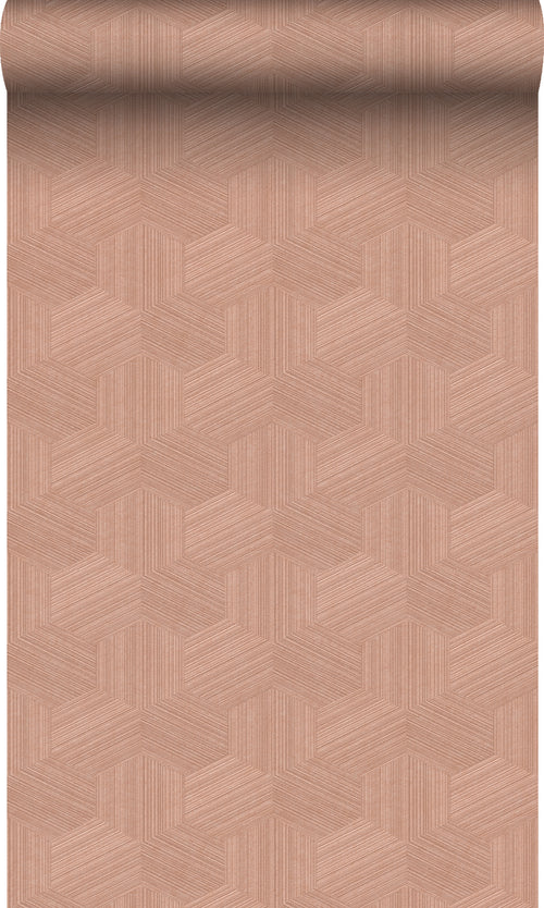 Origin Wallcoverings behang grafisch 3D motief terracotta roze - 50 x 900 cm - 347995 - vtwonen shop