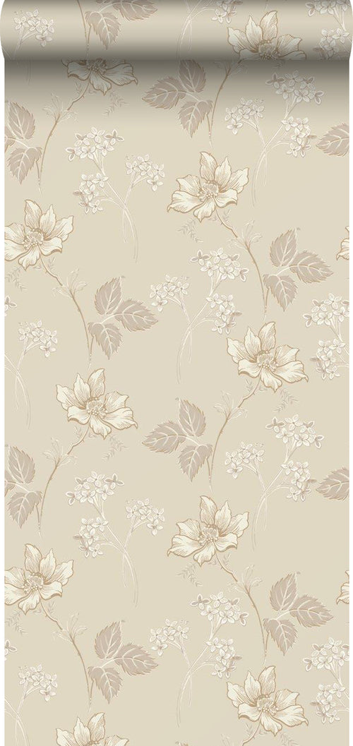 Borastapeter behang bloemen zand beige - 53 cm x 10.05 m - 660838 - vtwonen shop