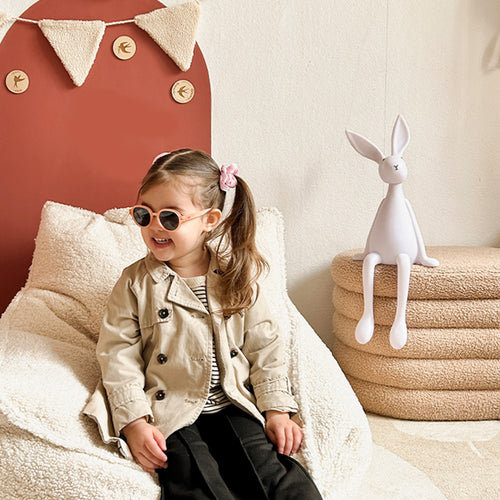 Petite Amélie Poef met Opbergruimte - Licht bruin - Teddy stof - Stevige houten constructie - Poef en opbergplek in één