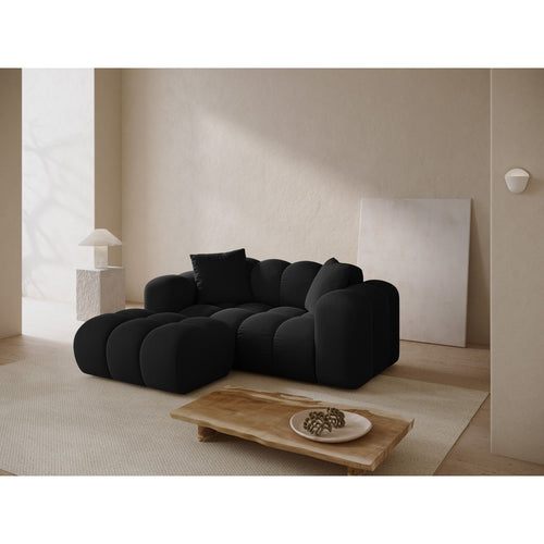 Cosmopolitan Design - Linker hoekbank Treno 2-zits, flueel zwart - 164x180x70cm