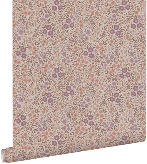 ESTAhome behang bloemetjes mauve paars - 50 x 900 cm - 131458 - vtwonen shop