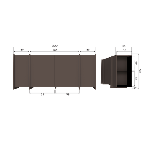 WOOOD dressoir 200 cm Brock - Essen Fineer - Middenbruin - 85x200x44