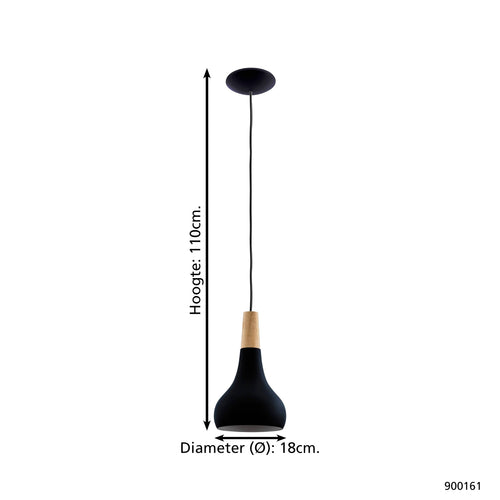 EGLO hanglamp Sabinar - e27 - ø 18 cm - zwart/bruin - vtwonen shop