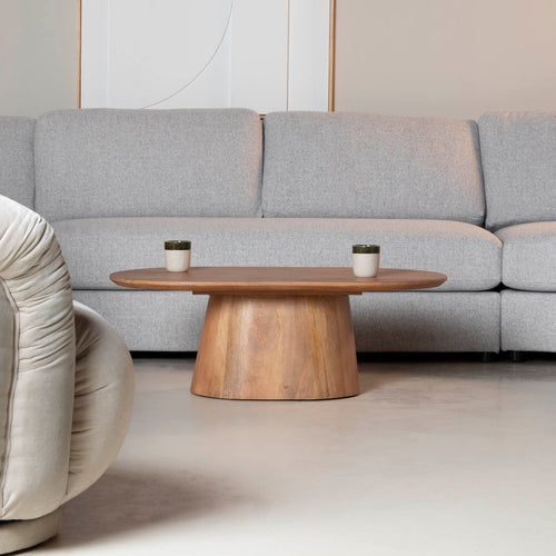 Giga Meubel Salontafel Stijn - Deens Ovaal Bruin Hout - 130x60x35cm - vtwonen shop