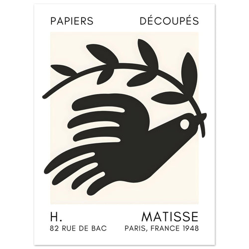 Artfulprints  Matisse - Peace dove black   poster 30x40 cm - vtwonen shop