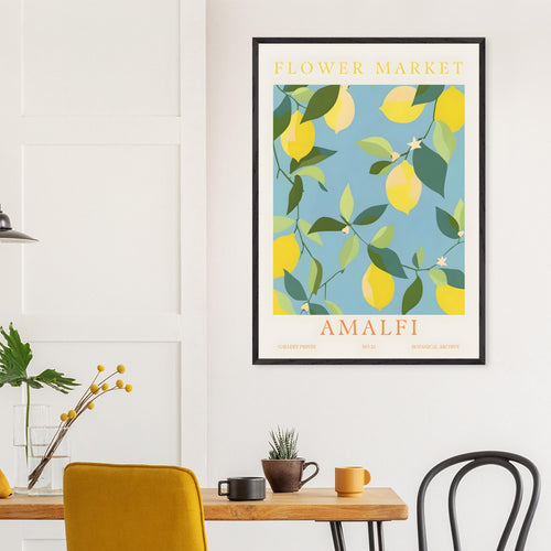 Artfulprints Poster met Lijst Flower market - Amalfi   - 50x70 cm - Meerkleurig