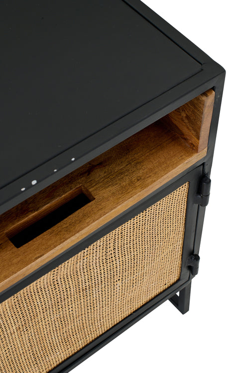 J-Line bijzettafel Rieten Panelen - hout - zwart/naturel