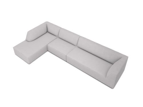 Micadoni linker hoekbank Ruby 5-zits, structurele stof, lichtgrijs - 180x366x69cm