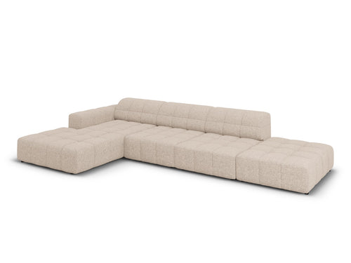 Cosmopolitan Design linker hoekbank Chicago 5-zits, chenille beige - 167x348x78cm