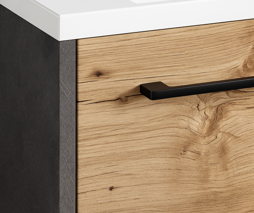 Badplaats Toiletmeubel Florence 40 x 22 cm – Donker Grijs met Kastanje Eiken – Fonteinmeubel met Witte Wastafel
