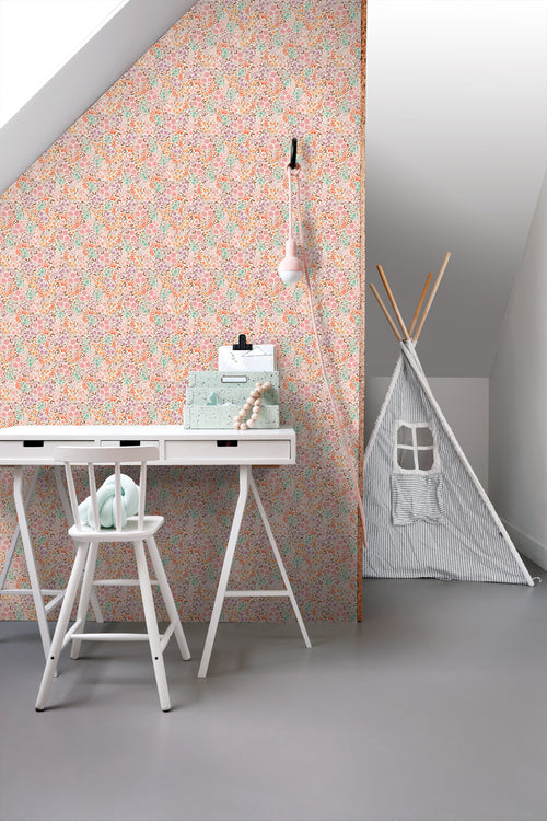 ESTAhome behang bloemetjes roze en blauw - 50 x 900 cm - 131579 - vtwonen shop