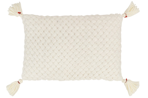 J-Line kussen Gehaakt Kwast - polyester/acryl - wit - vtwonen shop
