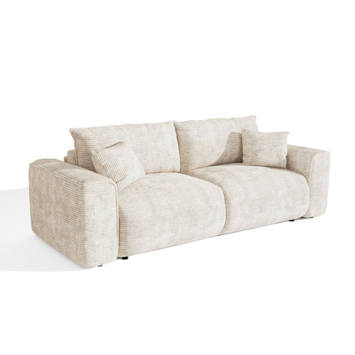 Premium Interiors - Snel uitklapbare slaapbank COMO - corduroy crème 216cm